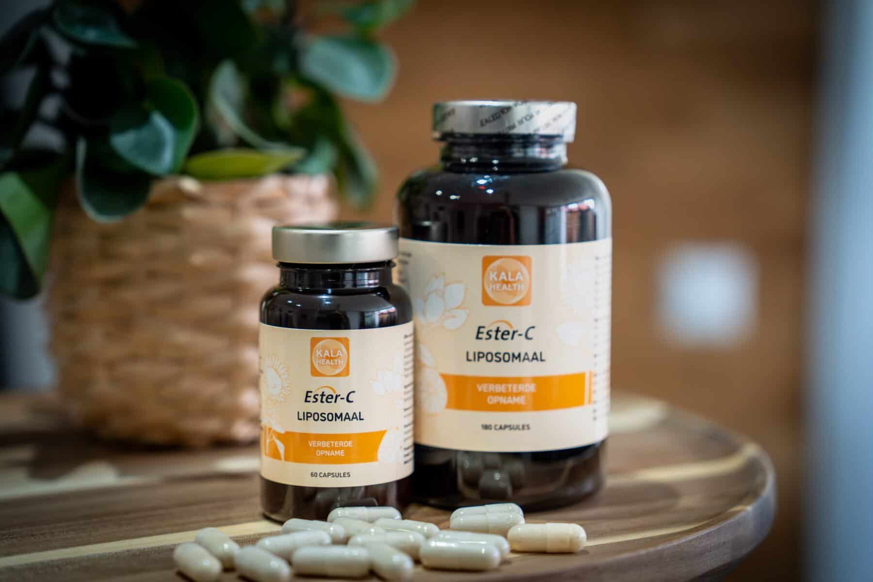 Liposomale Ester-C capsules van Kala Health, geproduceerd in Nederland