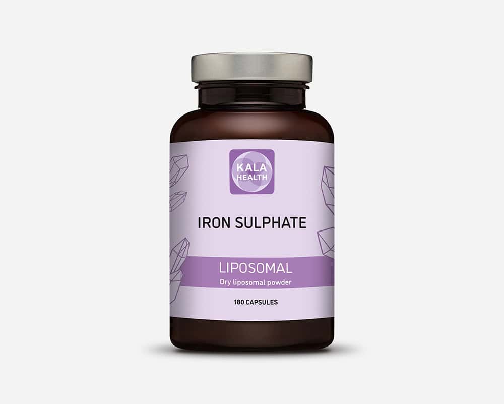 Liposomal Iron 2 180 liposomal iron sulphate capsules, produced by Kala Health